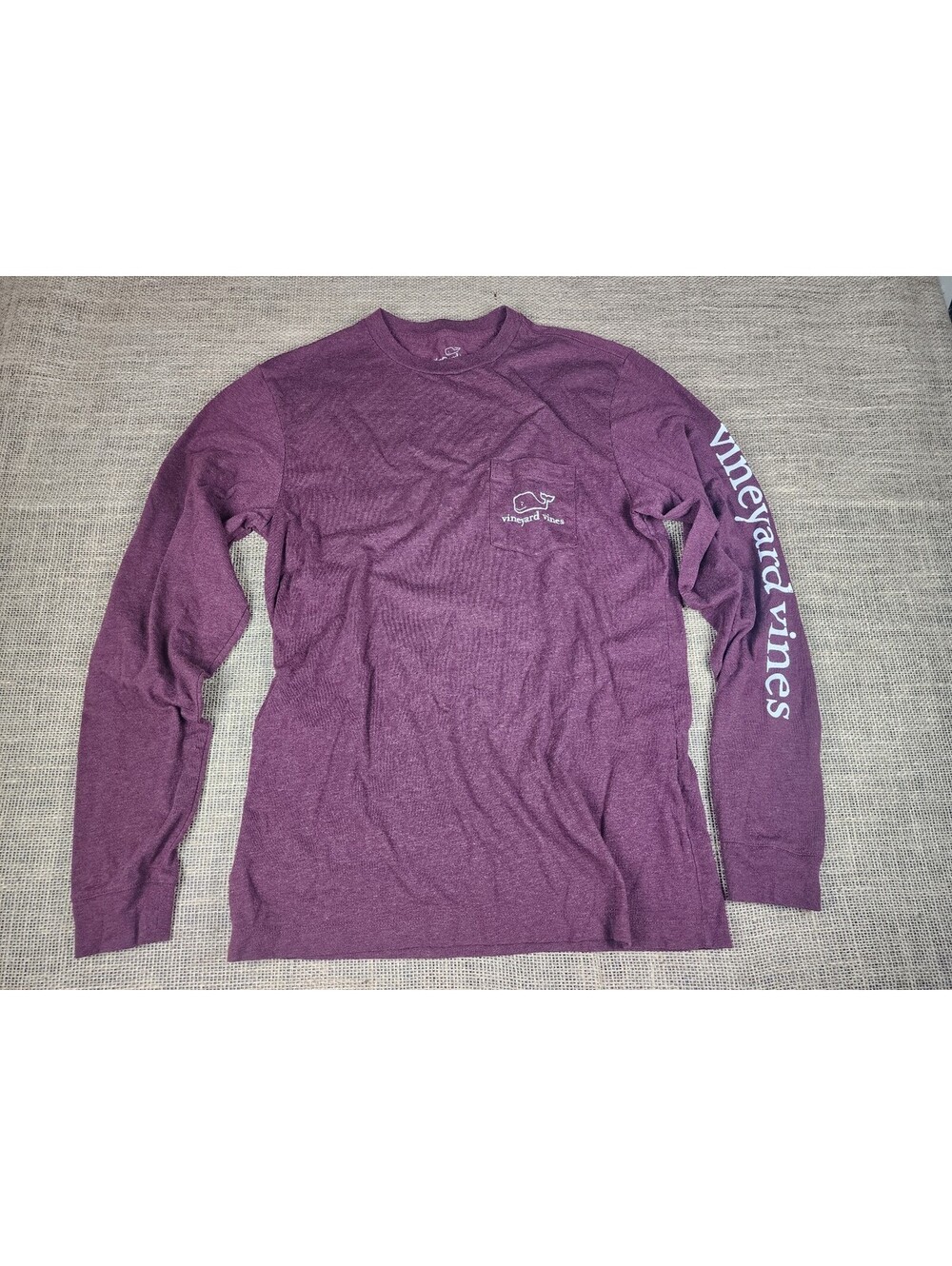 Vineyard Vines XS Burgundy Long Sleeve Pocket T Shirt Whale Logo Graphic Tee